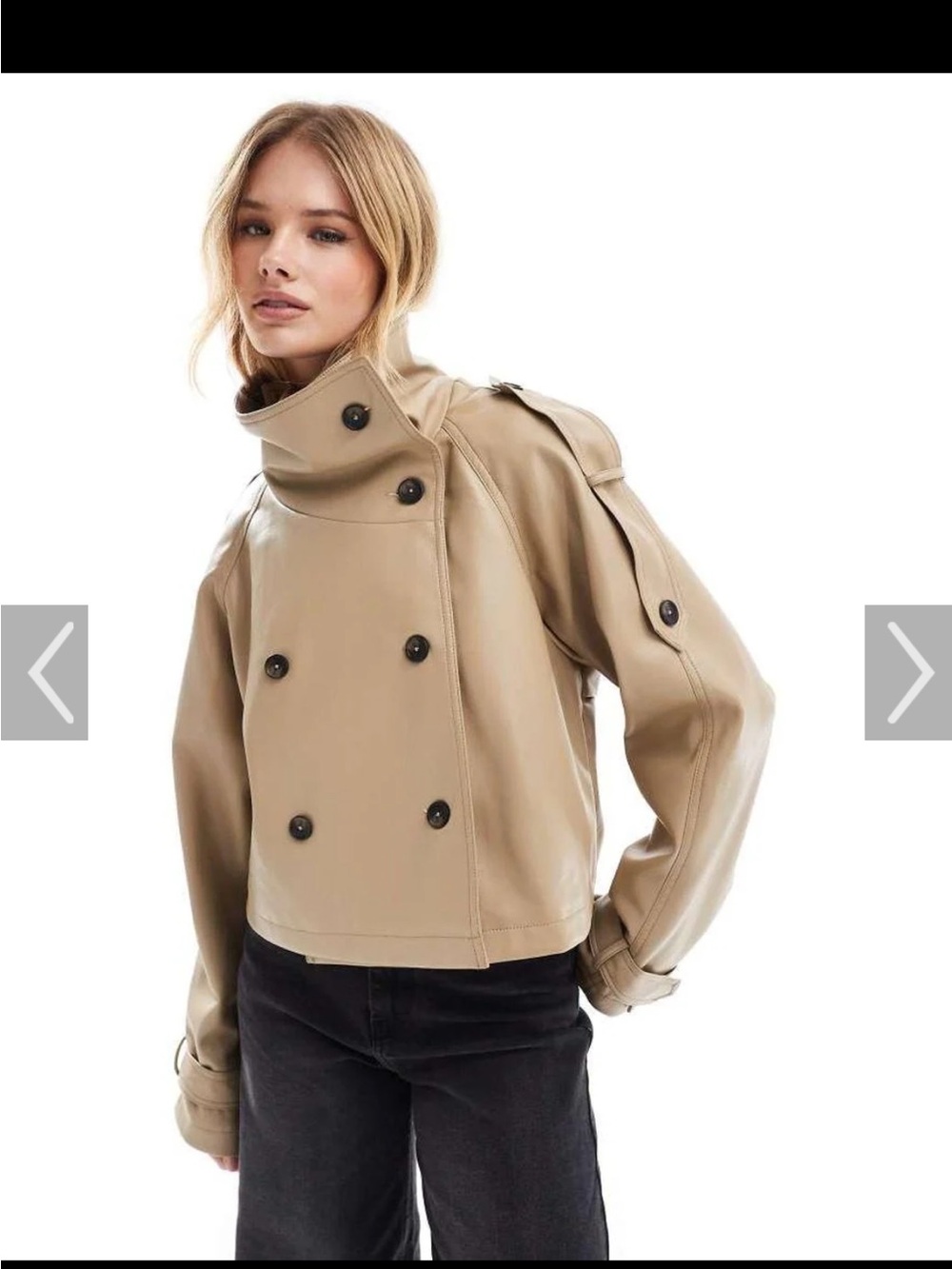 ASOS leather look short trench coat